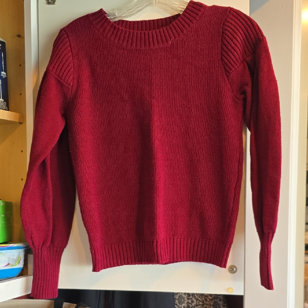LOFT Rich Burgundy Crew Neck Sweater